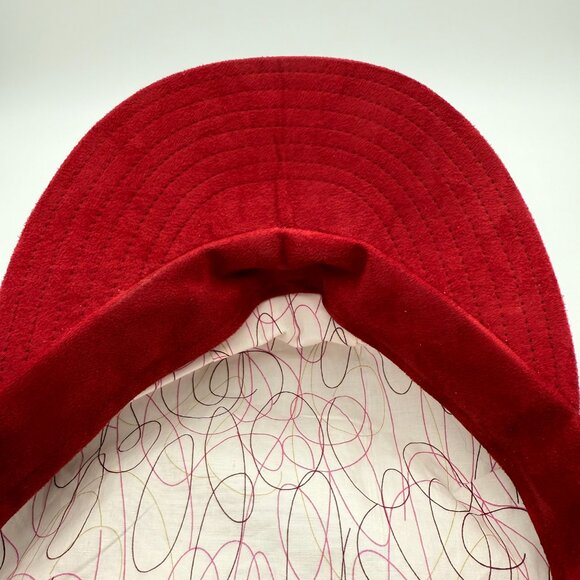 BETMAR New York Red Suede Newsboy Cap Soft Structured Brim, Velvet Buckle Strap - Picture 9 of 11